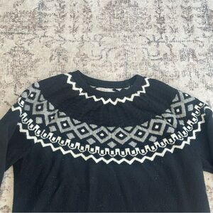LOFT Black Gray And White Geometric Sweater